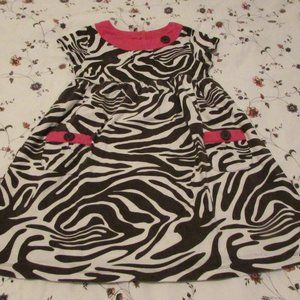Carter's Brown/Pink Zebra Short Sleeve Dress for Little Girls
